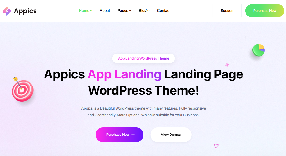 Appics - App Landing Page WordPress Theme